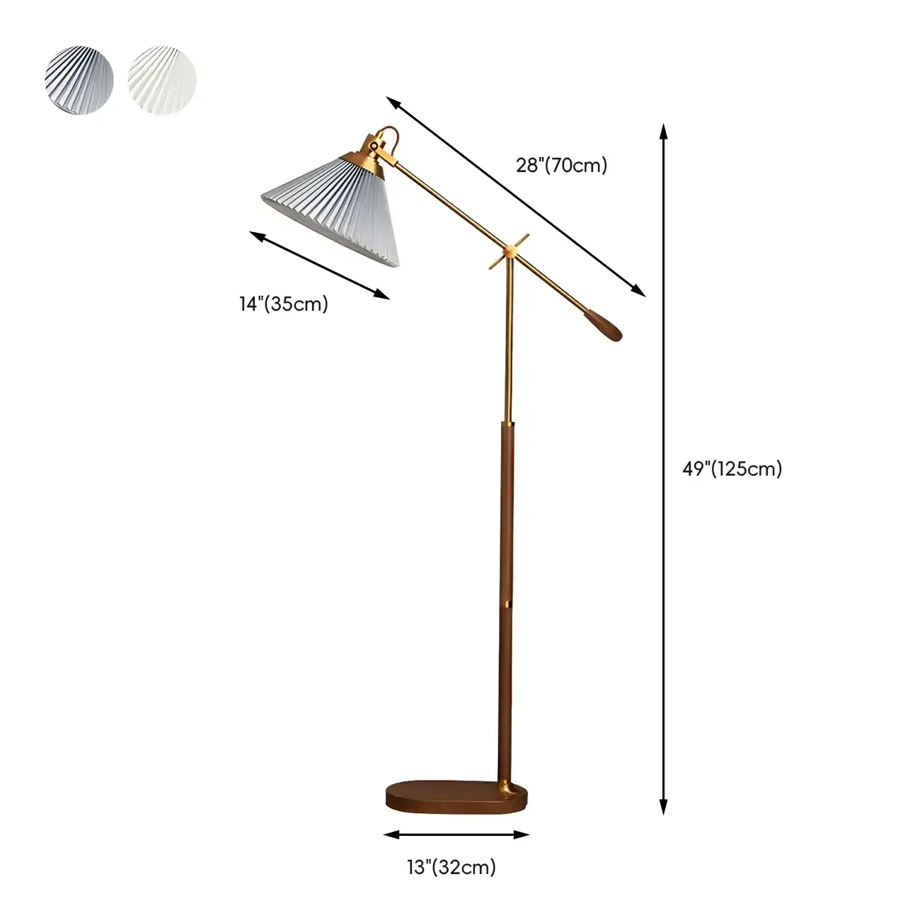 Brown Adjustable Metal Balance Arm Floor Lamp for Living Room #size