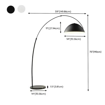 Large Modern Minimalist Adjustable Metal Arc Dome Floor Lamp Image - 15