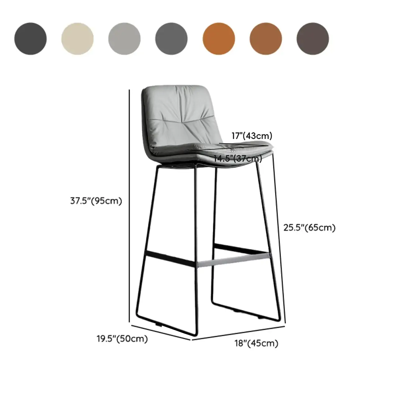 Saddle Metal Frame Leather Counter Bar Stools with Back #size | homeyfad
