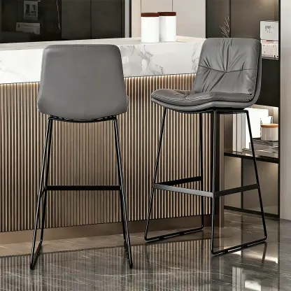 Saddle Metal Frame Leather Counter Bar Stools with Back Image - 5