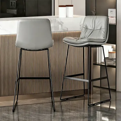 Saddle Metal Frame Leather Counter Bar Stools with Back Image - 7