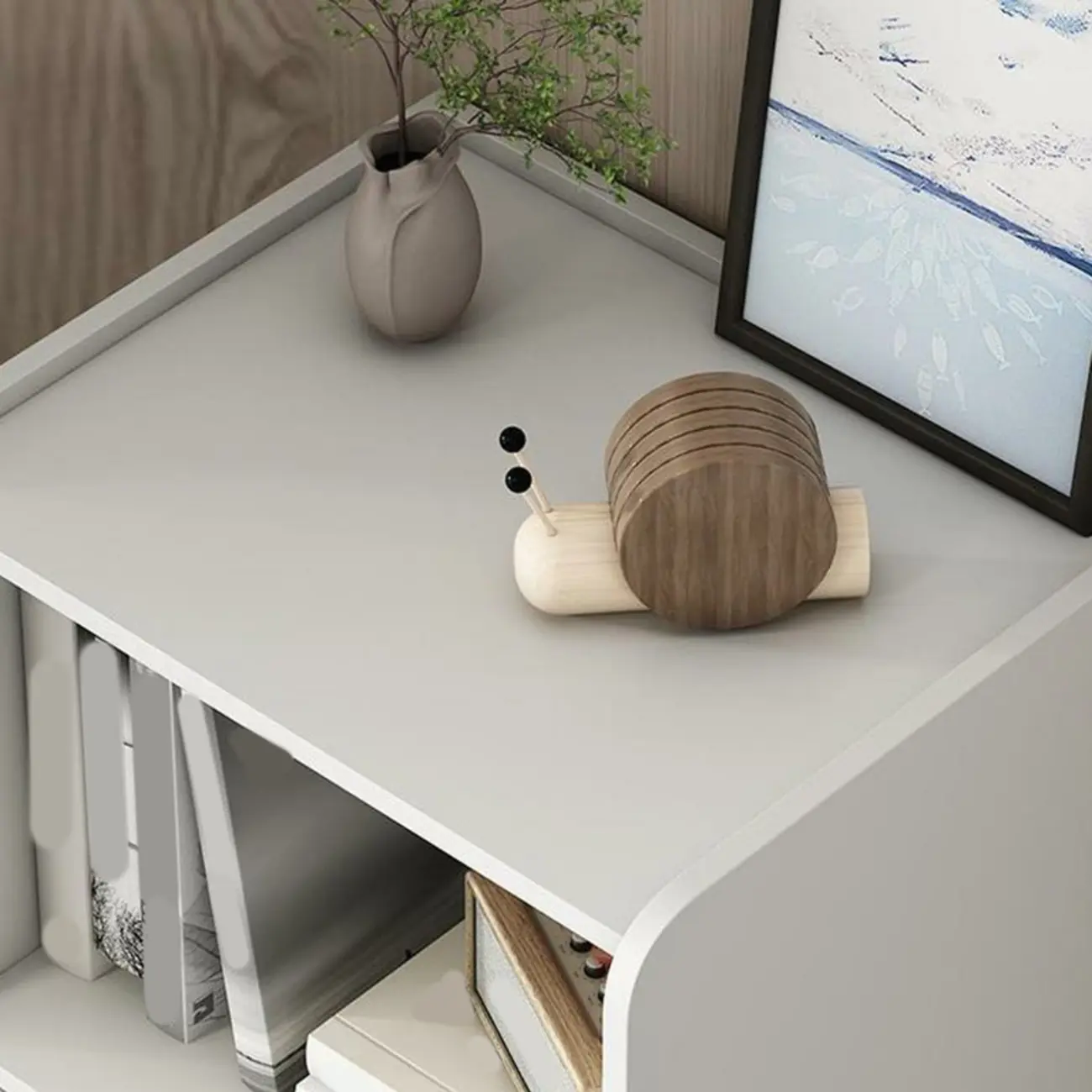 Modern Multi-Drawer White Wood Gold Storage Cabinet with Shelf Image - 7 | homeyfad