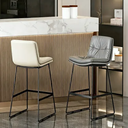 Saddle Metal Frame Leather Counter Bar Stools with Back Image - 1