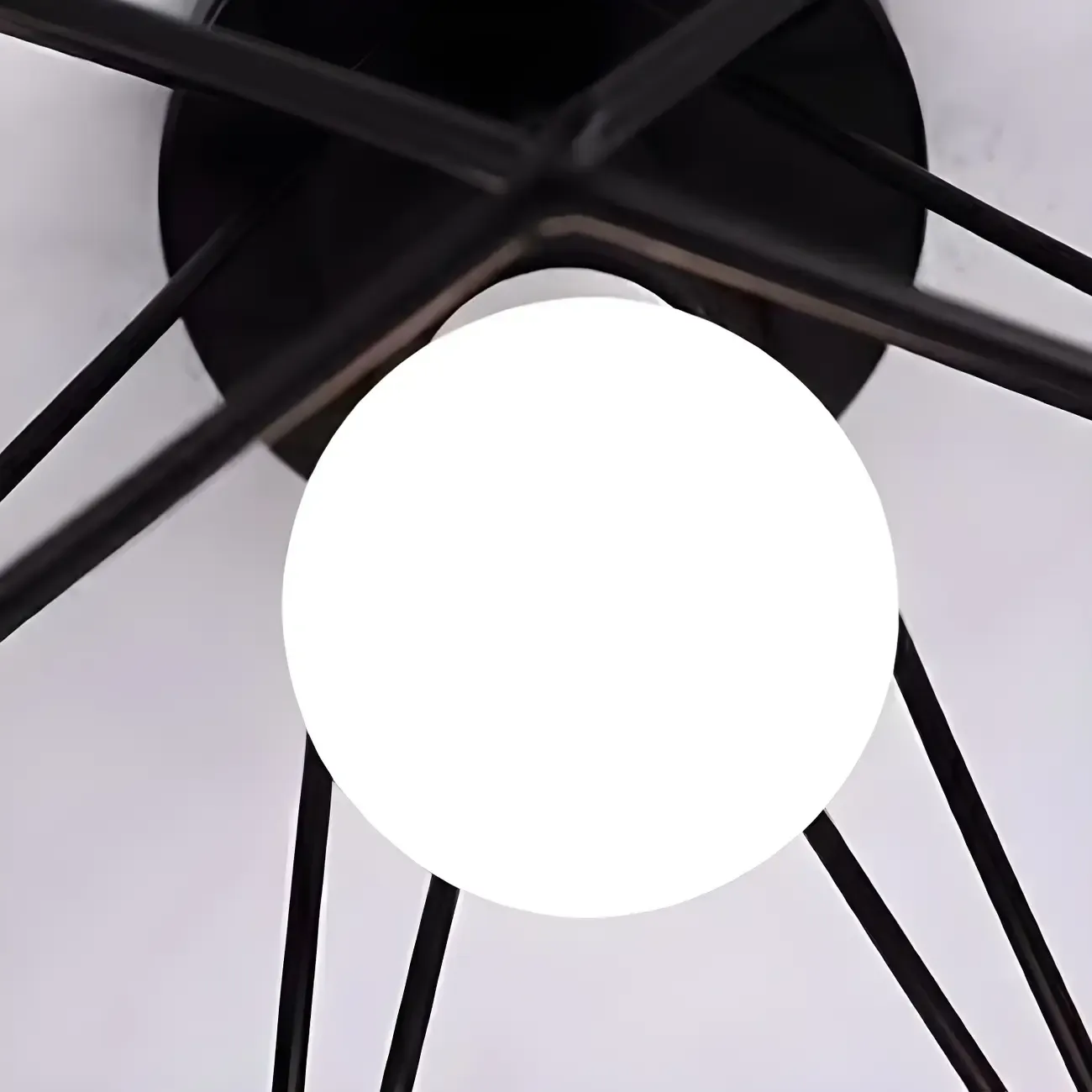 Black Geometric Metal Industrial Semi Flush Light Image - 10