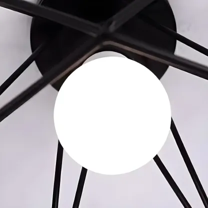 Black Geometric Metal Industrial Semi Flush Light Image - 10