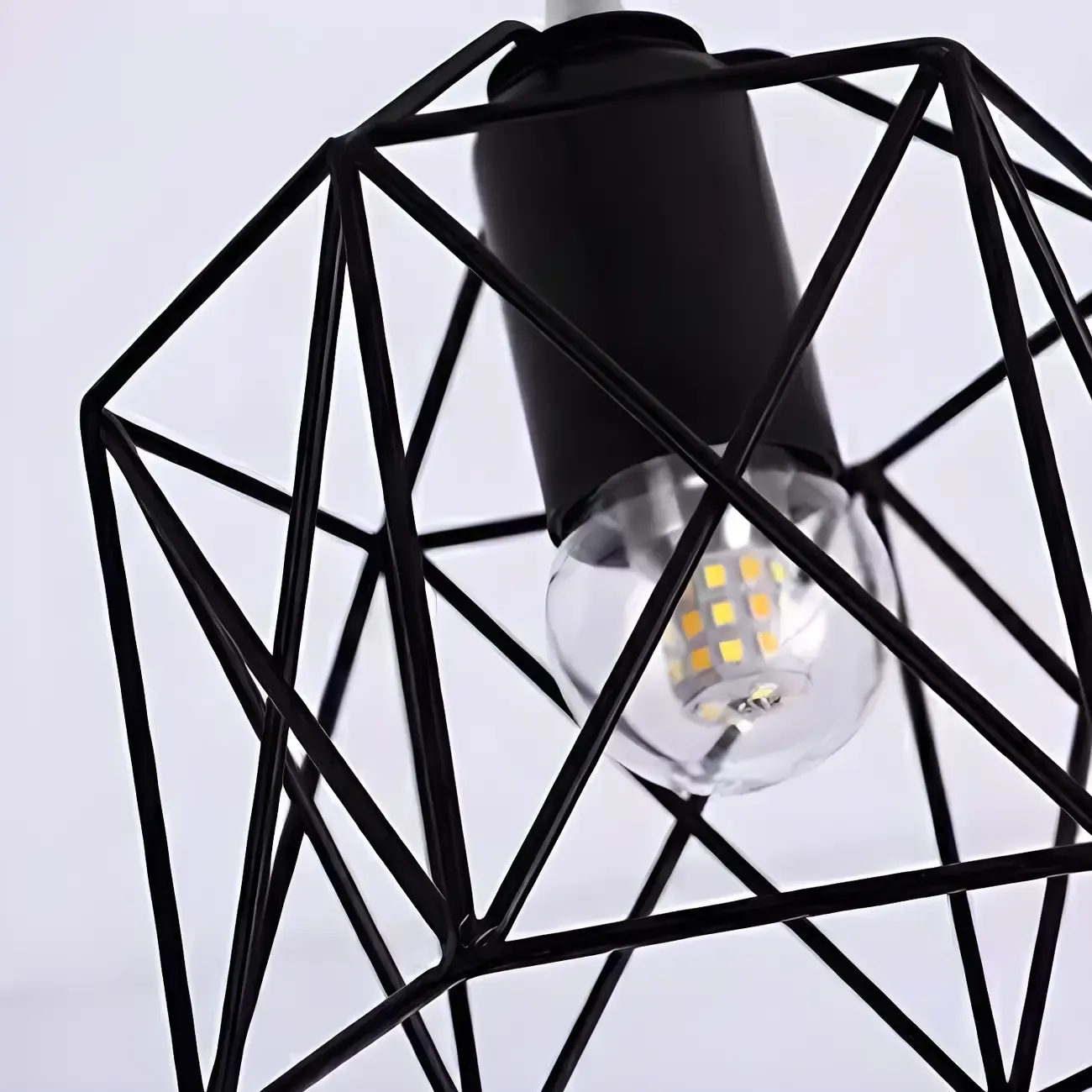 Black Geometric Metal Industrial Semi Flush Light Image - 12