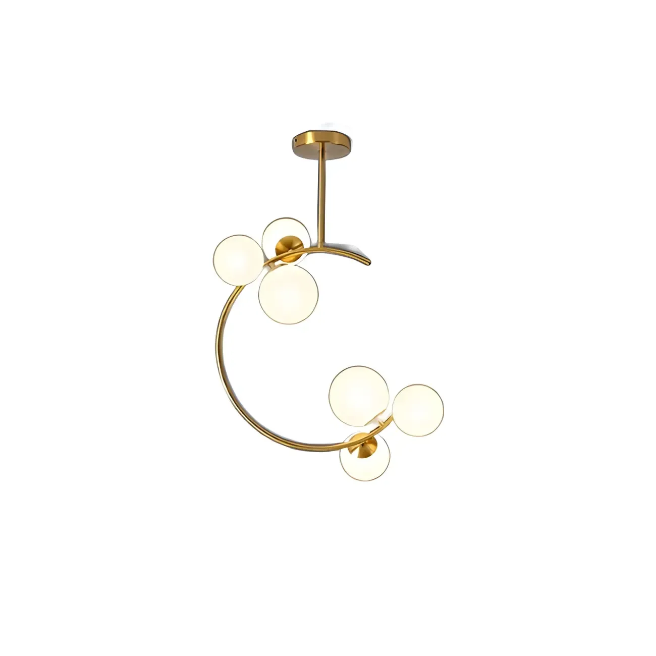 2-Light Sphere Glass Bi-pin Gold Semi Flush Ceiling Light Image - 15