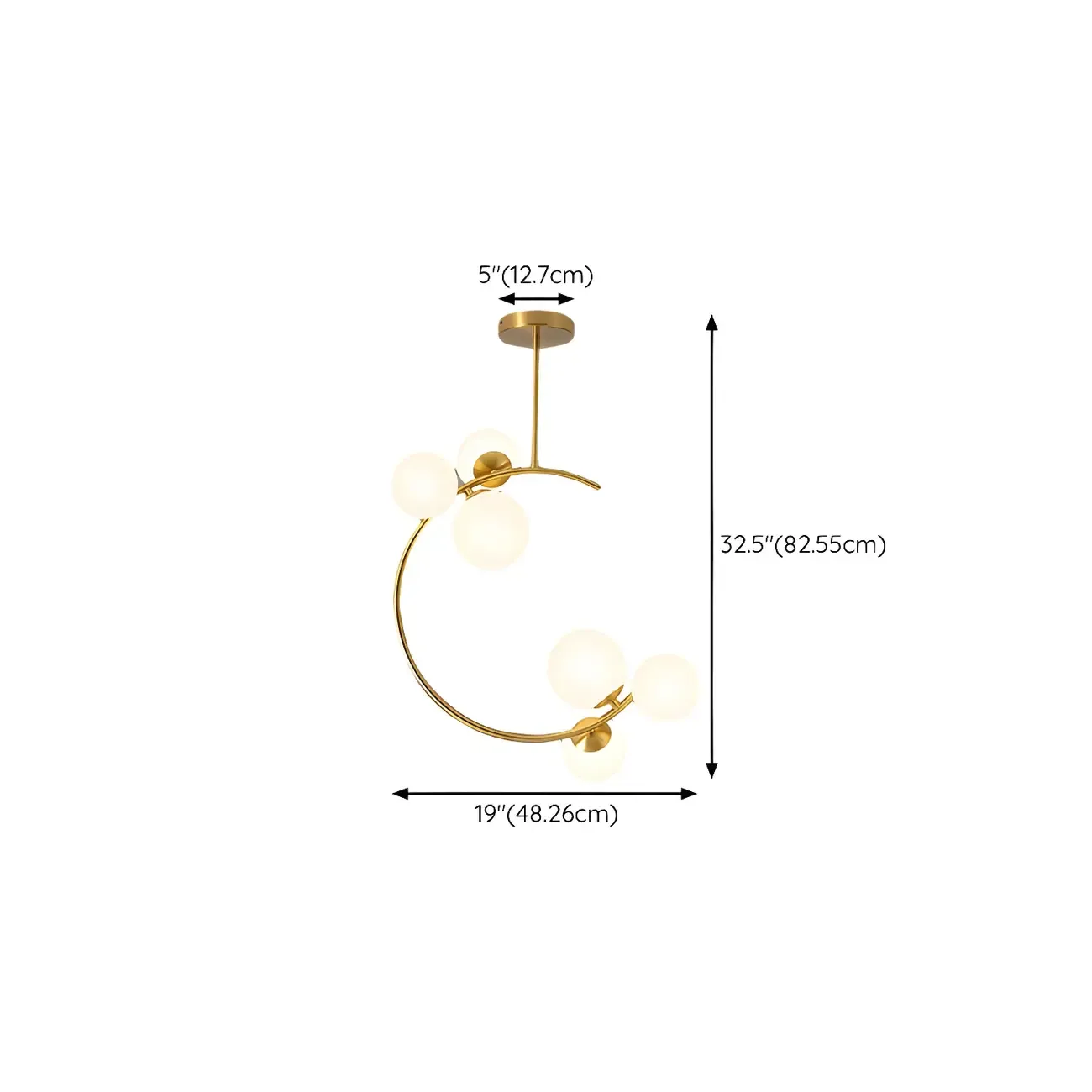 2-Light Sphere Glass Bi-pin Gold Semi Flush Ceiling Light Image - 18