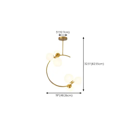 2-Light Sphere Glass Bi-pin Gold Semi Flush Ceiling Light Image - 18