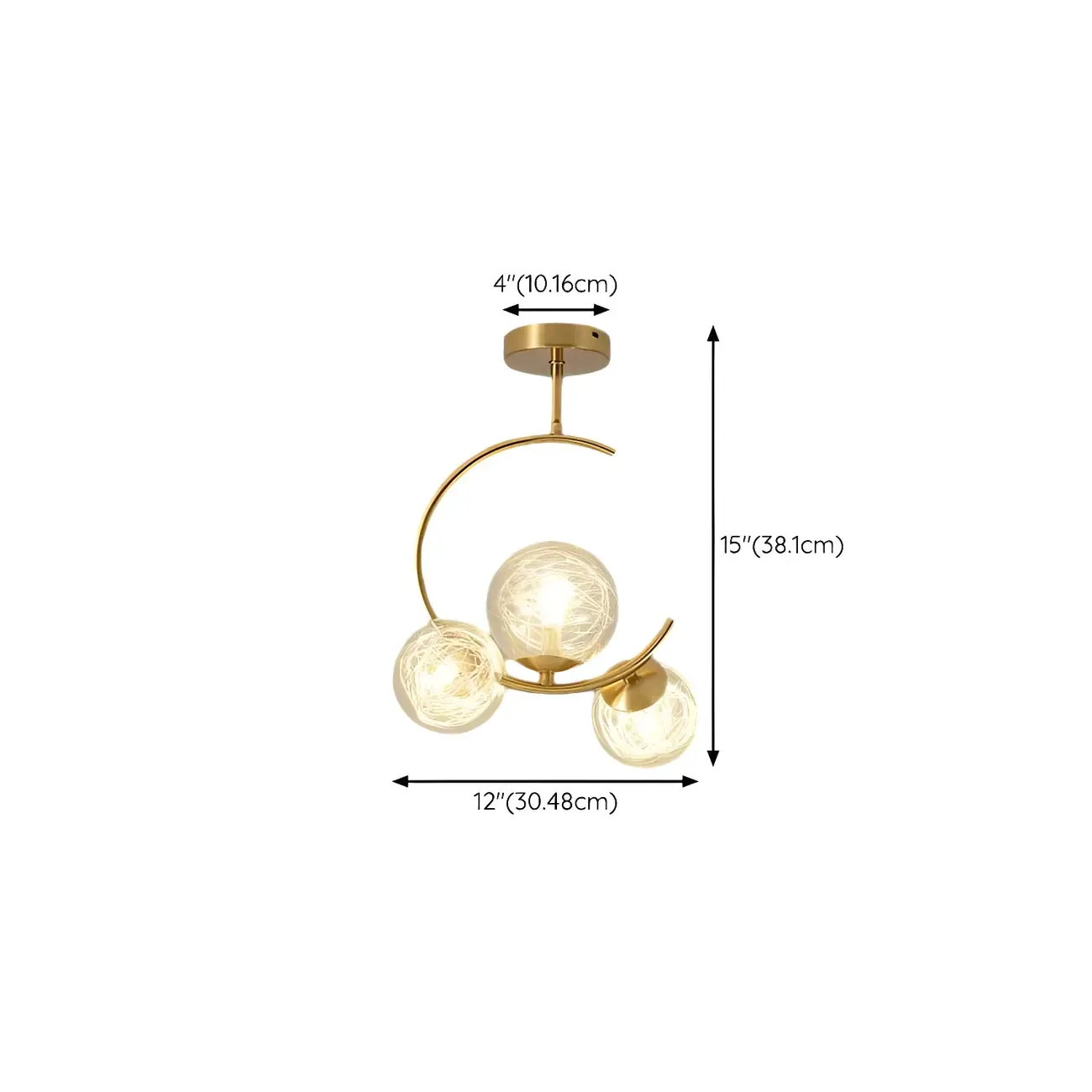 2-Light Sphere Glass Bi-pin Gold Semi Flush Ceiling Light Image - 20