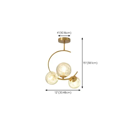 2-Light Sphere Glass Bi-pin Gold Semi Flush Ceiling Light Image - 20