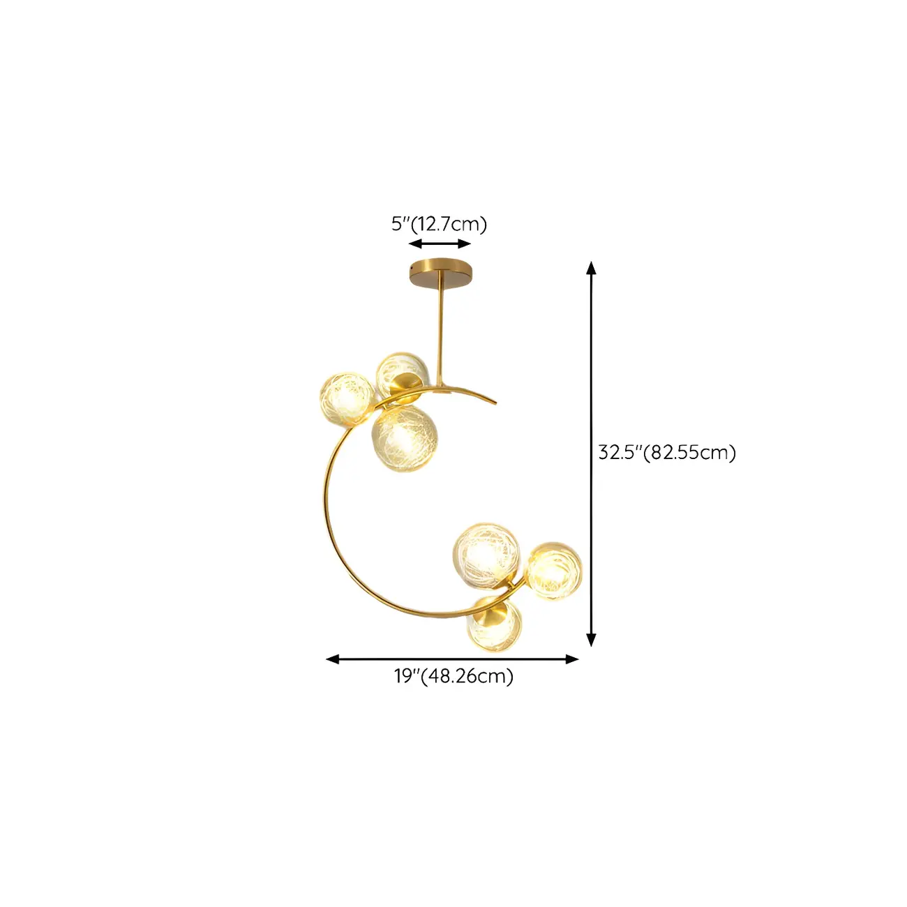 2-Light Sphere Glass Bi-pin Gold Semi Flush Ceiling Light Image - 21 | homeyfad