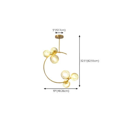 2-Light Sphere Glass Bi-pin Gold Semi Flush Ceiling Light Image - 21