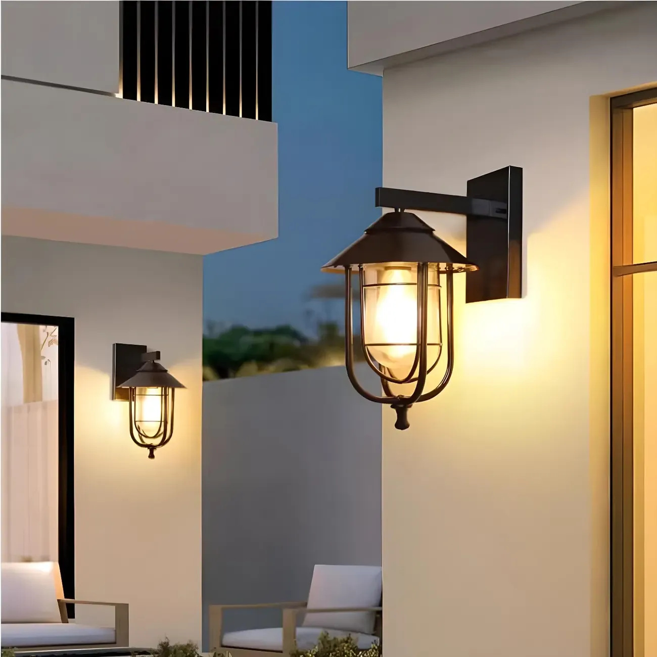 Industrial Black Geometric Metal Outdoor Wall Light Image - 2