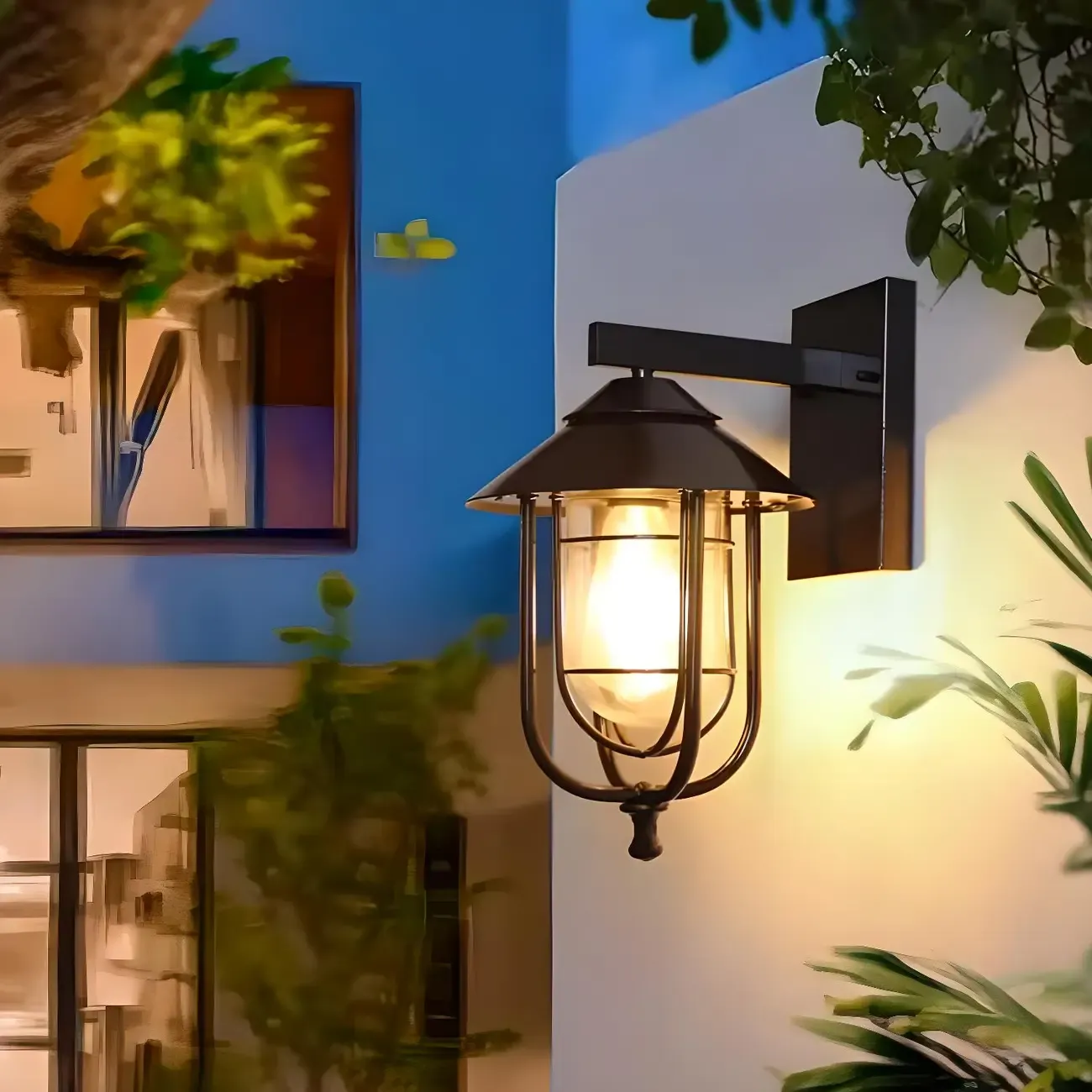 Industrial Black Geometric Metal Outdoor Wall Light Image - 3