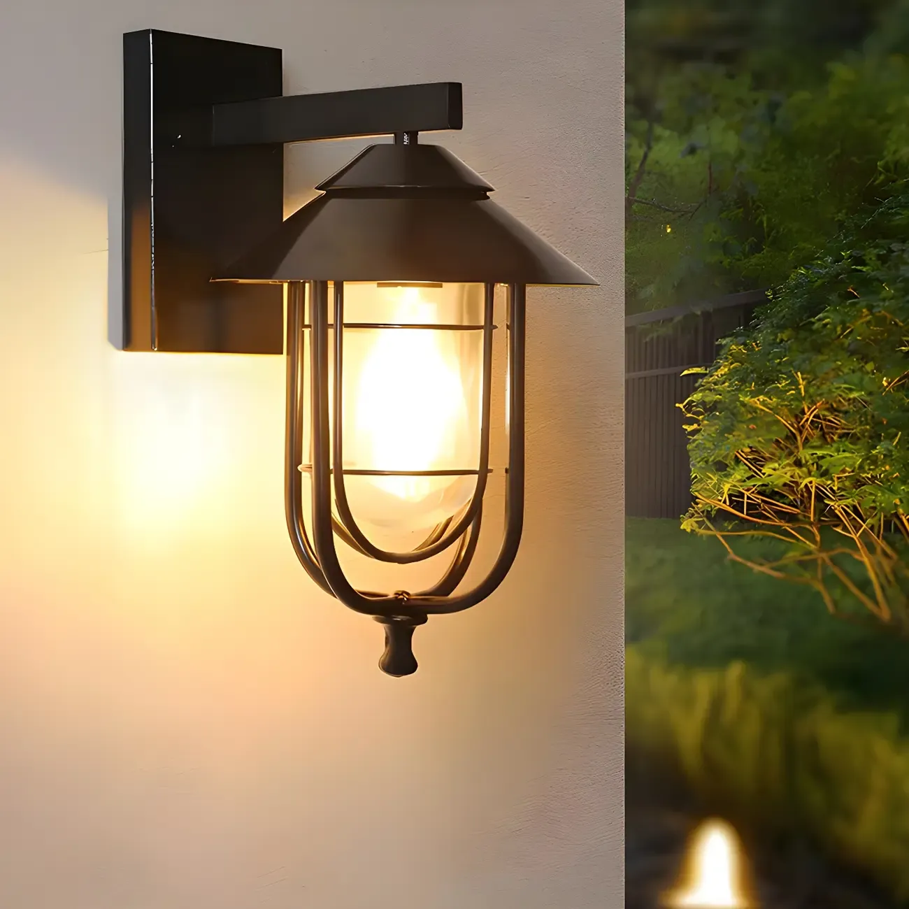 Industrial Black Geometric Metal Outdoor Wall Light Image - 1