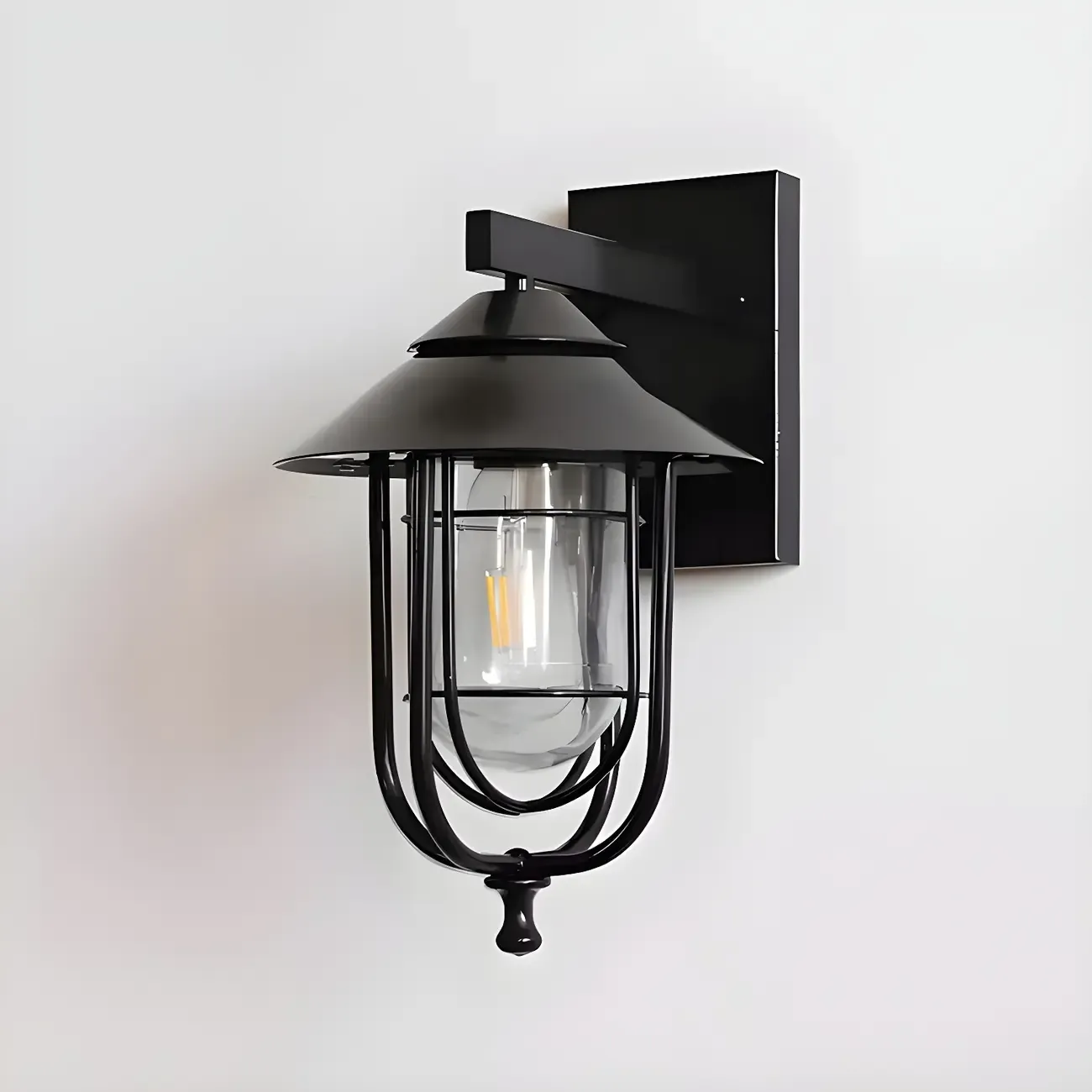 Industrial Black Geometric Metal Outdoor Wall Light Image - 6