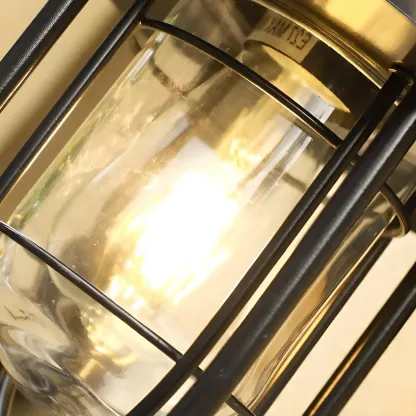 Industrial Black Geometric Metal Outdoor Wall Light Image - 7