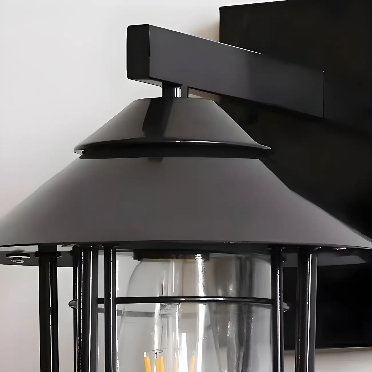 Industrial Black Geometric Metal Outdoor Wall Light Image - 9 | homeyfad