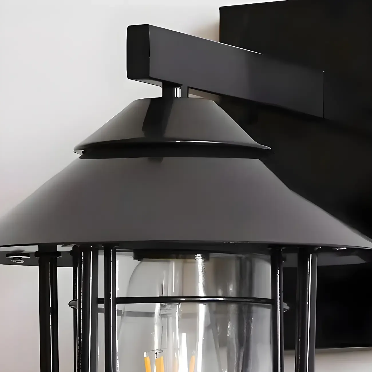 Industrial Black Geometric Metal Outdoor Wall Light Image - 9