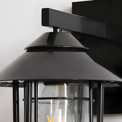 Industrial Black Geometric Metal Outdoor Wall Light Image - 9