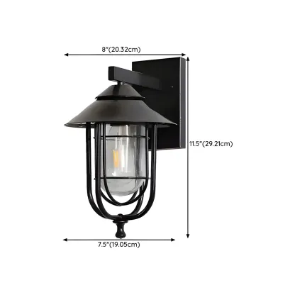 Industrial Black Geometric Metal Outdoor Wall Light #size