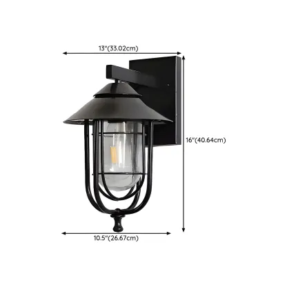 Industrial Black Geometric Metal Outdoor Wall Light Image - 15