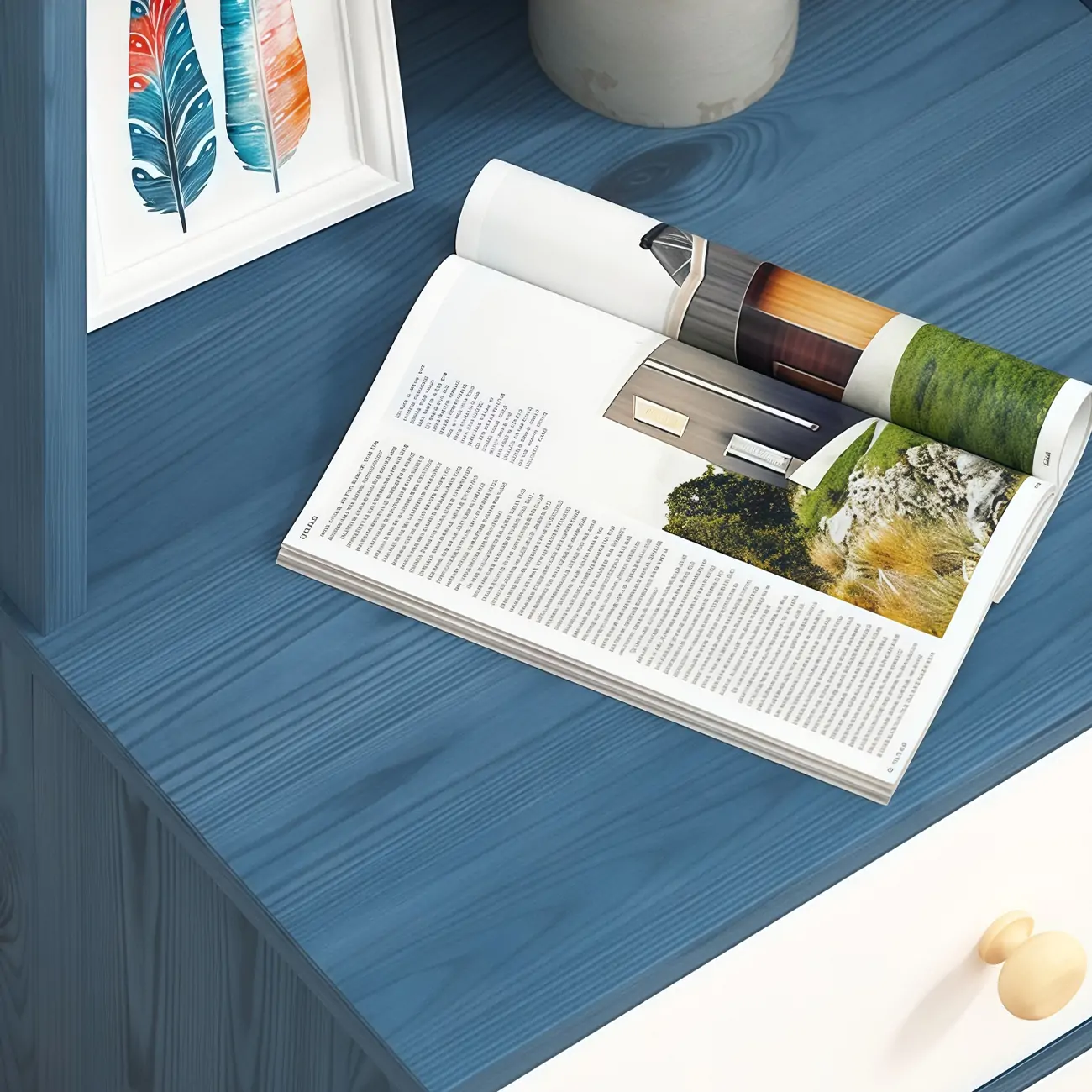 Modern Tall Wood Spacious Shelves 2-Drawer Nightstand Image - 15 | homeyfad