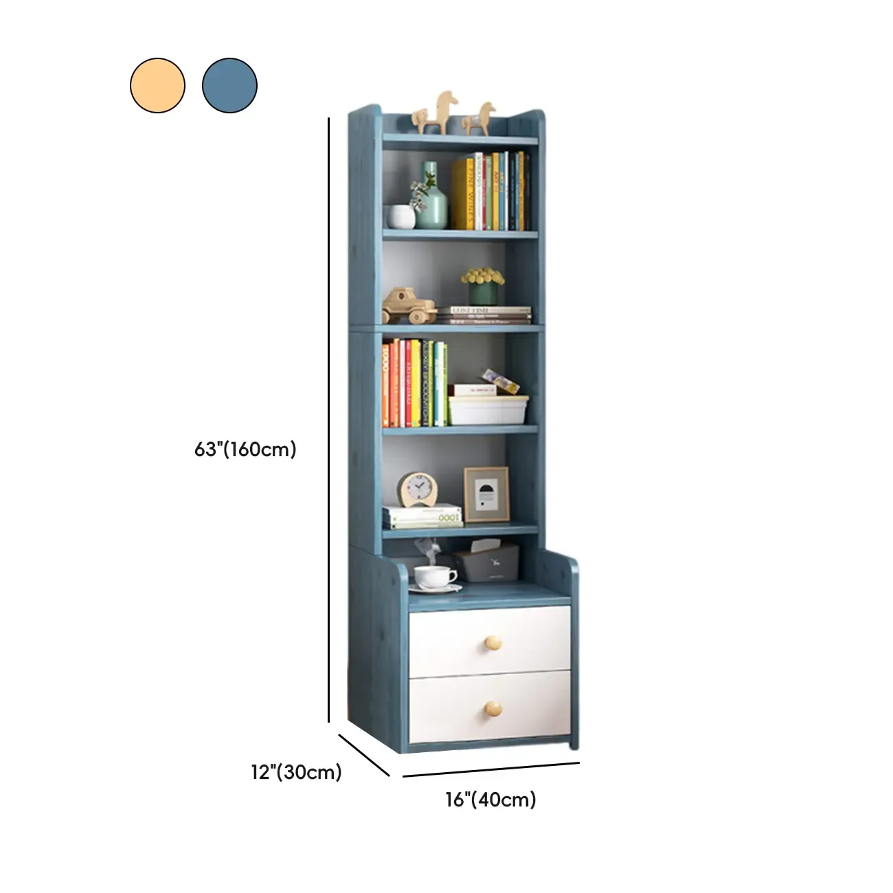 Modern Tall Wood Spacious Shelves 2-Drawer Nightstand Image - 28