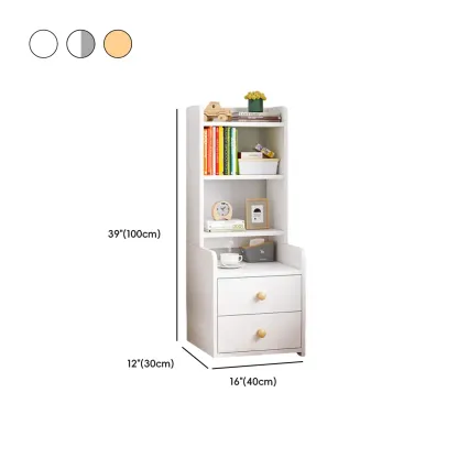 Modern Tall Wood Spacious Shelves 2-Drawer Nightstand Image - 19