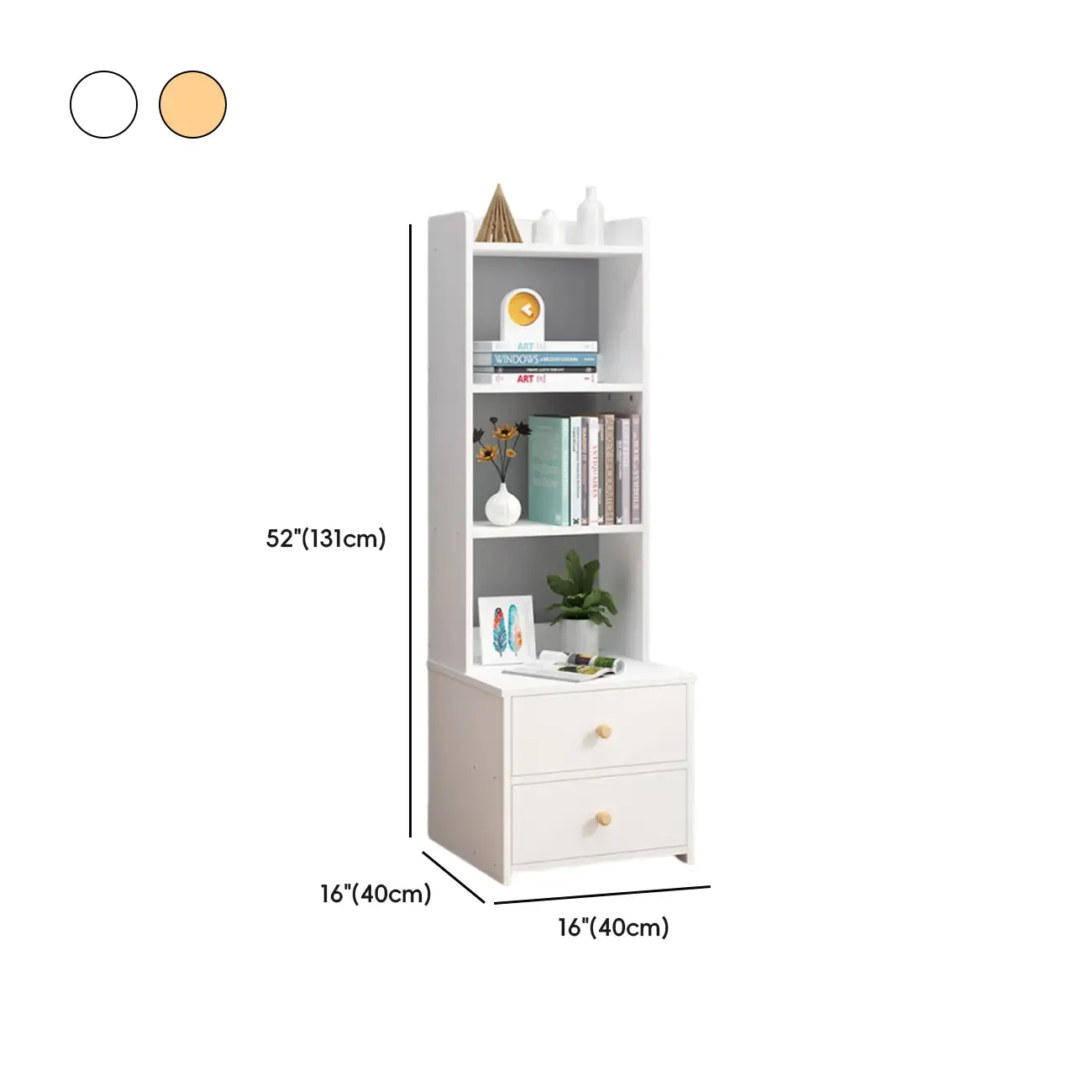 Modern Tall Wood Spacious Shelves 2-Drawer Nightstand Image - 25