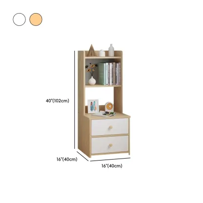 Modern Tall Wood Spacious Shelves 2-Drawer Nightstand Image - 21