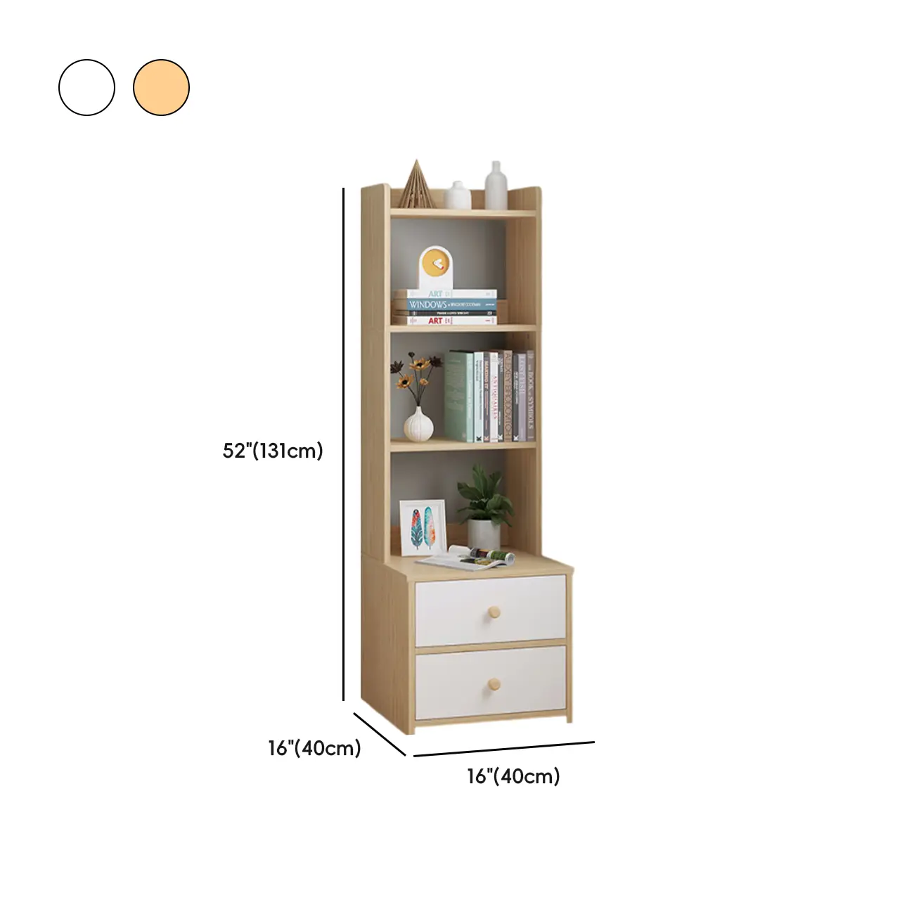 Modern Tall Wood Spacious Shelves 2-Drawer Nightstand Image - 26 | homeyfad