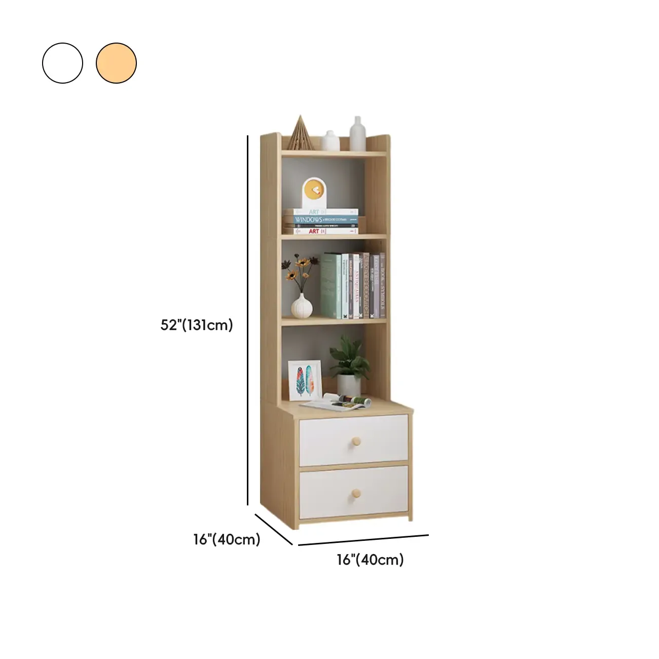 Modern Tall Wood Spacious Shelves 2-Drawer Nightstand Image - 26