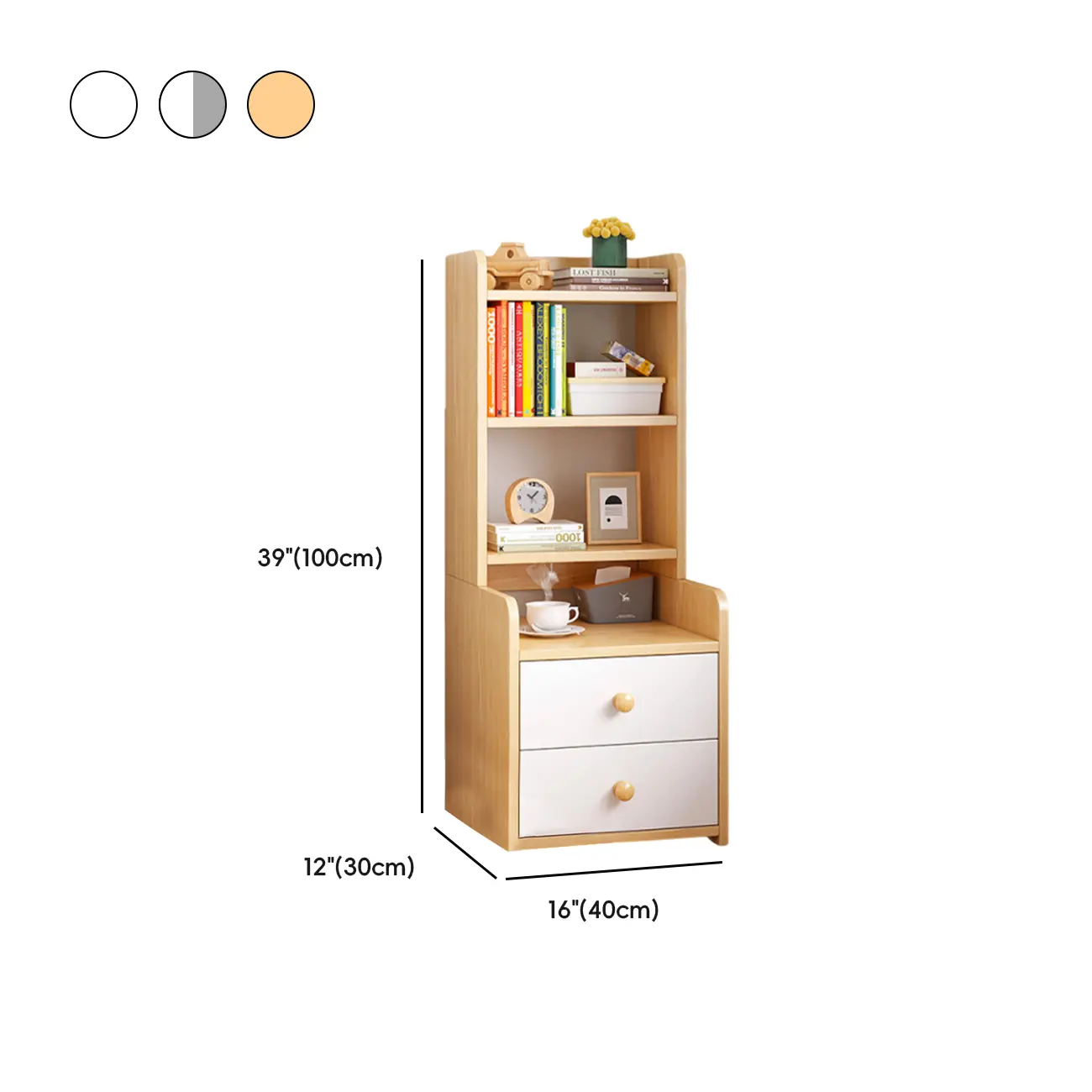 Modern Tall Wood Spacious Shelves 2-Drawer Nightstand Image - 22 | homeyfad