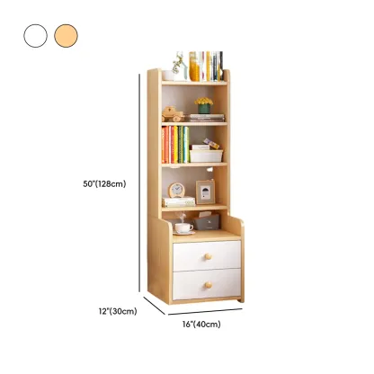 Modern Tall Wood Spacious Shelves 2-Drawer Nightstand Image - 24