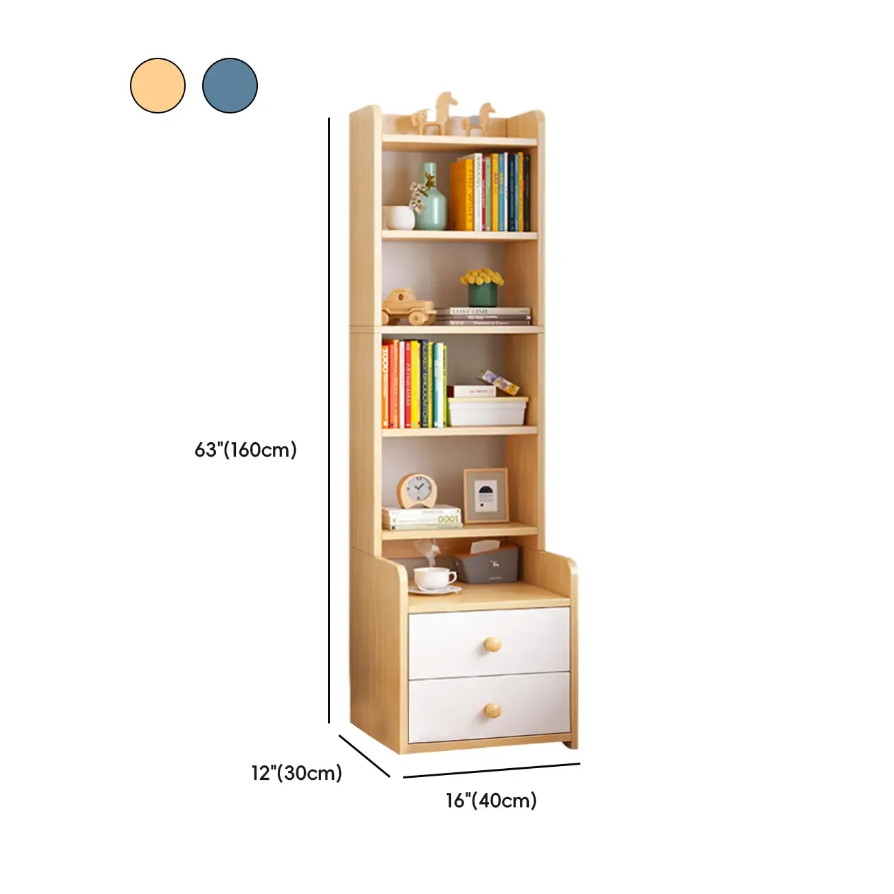 Modern Tall Wood Spacious Shelves 2-Drawer Nightstand Image - 27