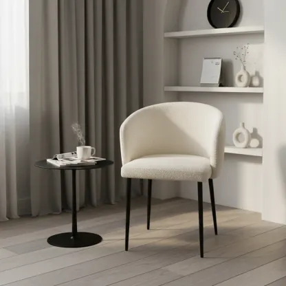 Modern Chenille Upholstered  Metal Leg Dining Chair Image - 1