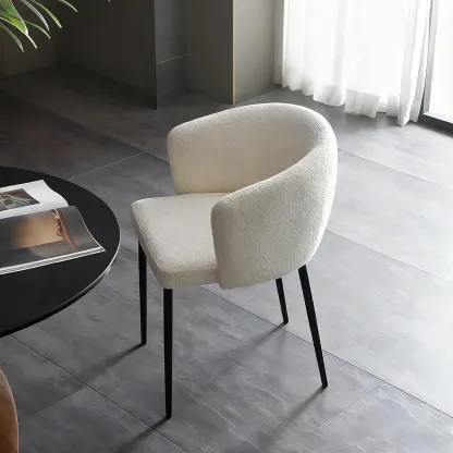 Modern Chenille Upholstered  Metal Leg Dining Chair Image - 4