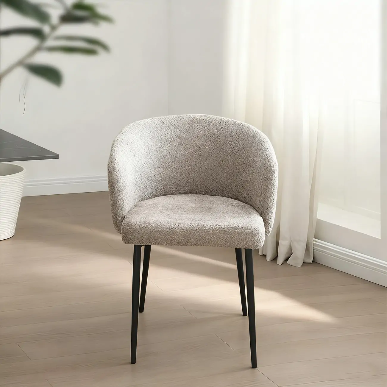 Modern Chenille Upholstered  Metal Leg Dining Chair Image - 5 | homeyfad