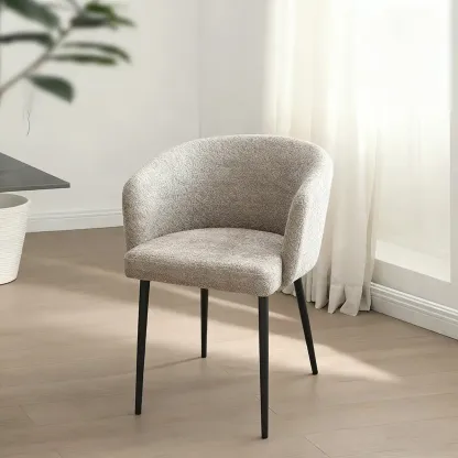 Modern Chenille Upholstered  Metal Leg Dining Chair Image - 6