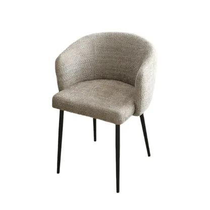 Modern Chenille Upholstered  Metal Leg Dining Chair Image - 7