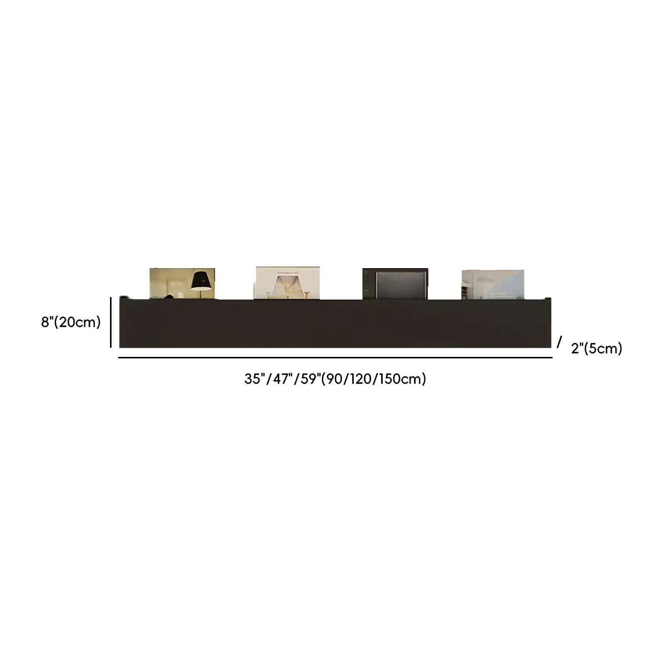 Modern Black Wall-Mounted Metal Floating Bookcase #size