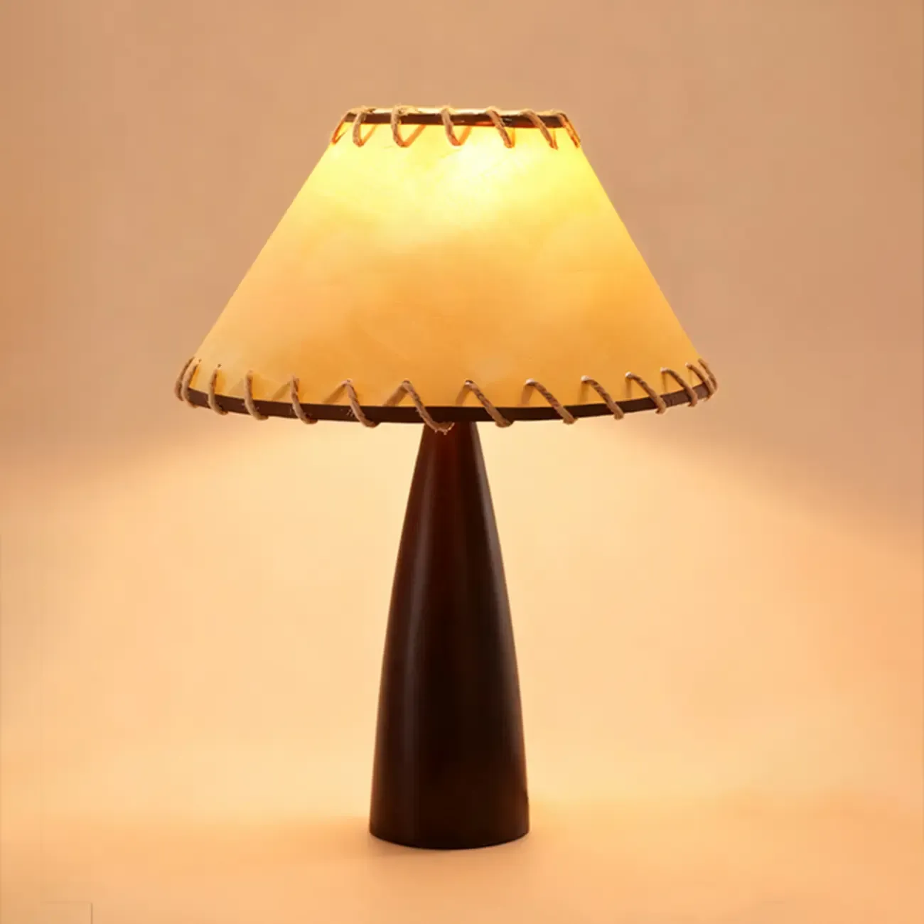 Elegant Fabric Shade Vintage Table Lamp with Pull Chain Image - 4