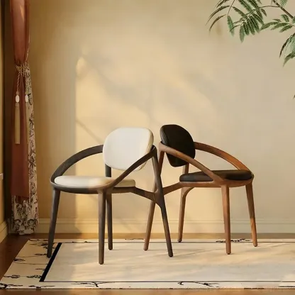 Modern Upholstered Arm Dining Chairs with Foot Pads Image - 1