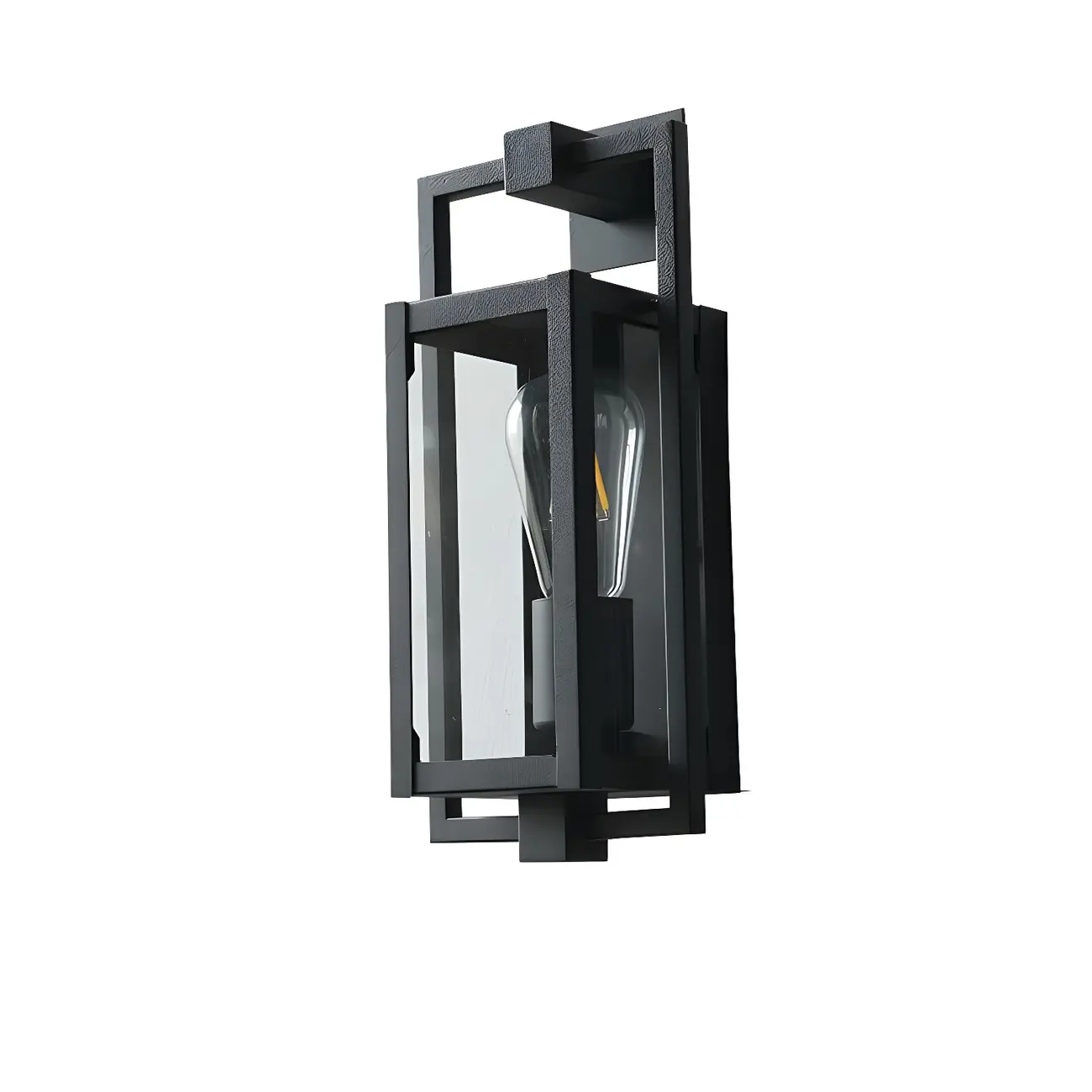 Industrial Metal Black Rectangle Lantern Outdoor Wall Light | homeyfad