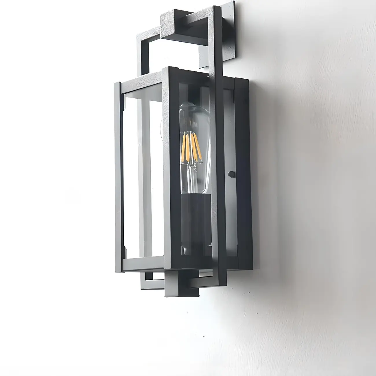 Industrial Metal Black Rectangle Lantern Outdoor Wall Light | homeyfad