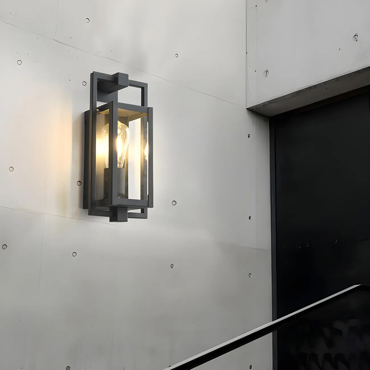 Industrial Metal Black Rectangle Lantern Outdoor Wall Light | homeyfad