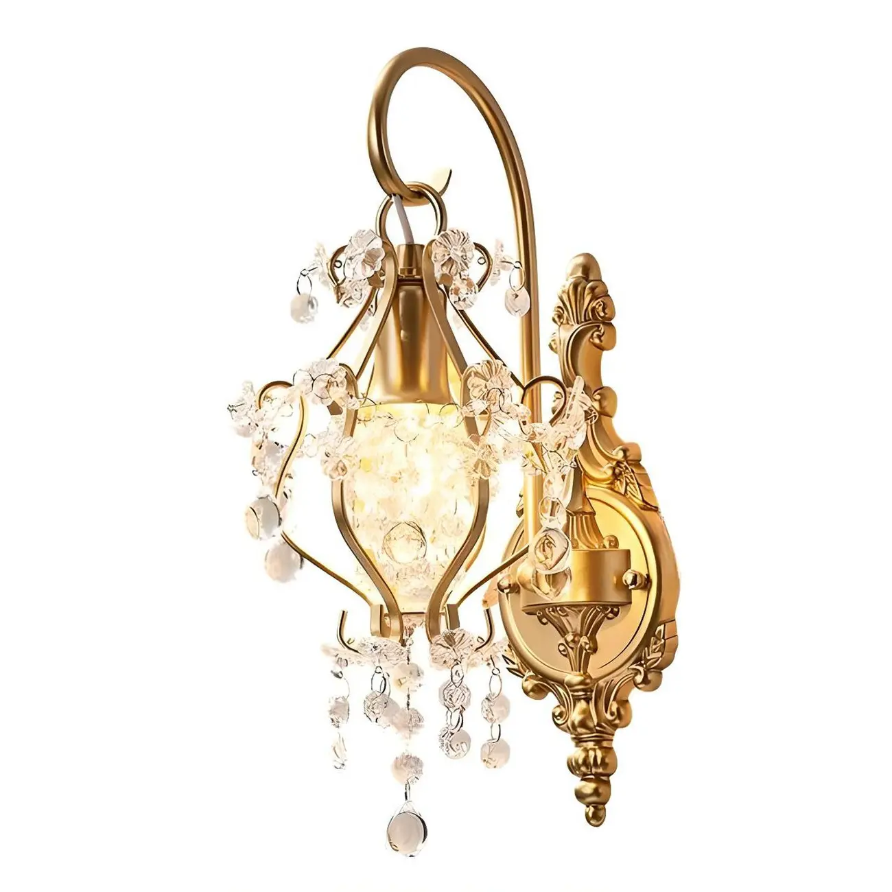 Elegant Gold Vintage Crystal Lantern Wall Sconce Rechargeable Image - 10 | homeyfad