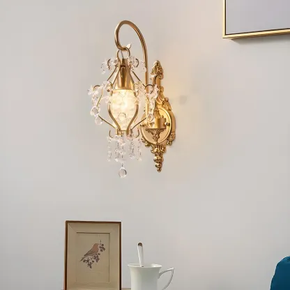 Luxury Geometric Crystal Gold Wall Sconce Image - 6